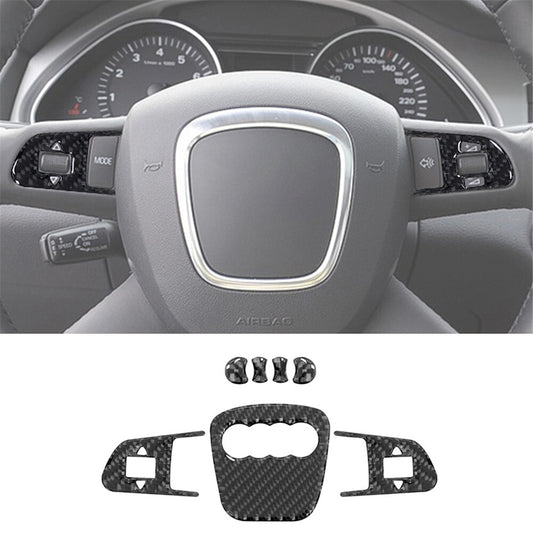 7Pcs Carbon Fiber Inner Steering Wheel Buttons Cover Trim for Audi Q7 2007-2015