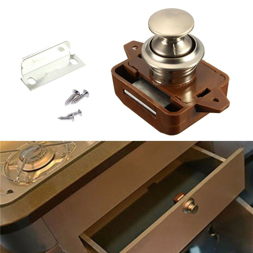 Latch Knob Push Button Catch Lock Cupboard Door Motorhome Cabinet Camper Caravan