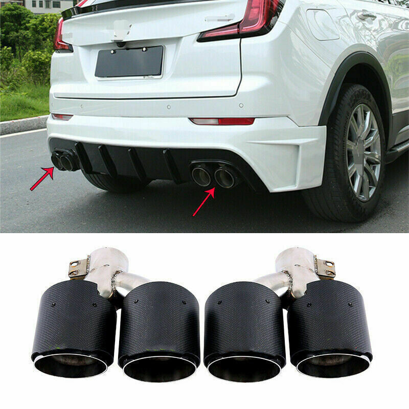 for Cadillac XT4 2019-2021 Carbon Fiber Steel Rear Tail Exhaust Muffler Tip Pipe