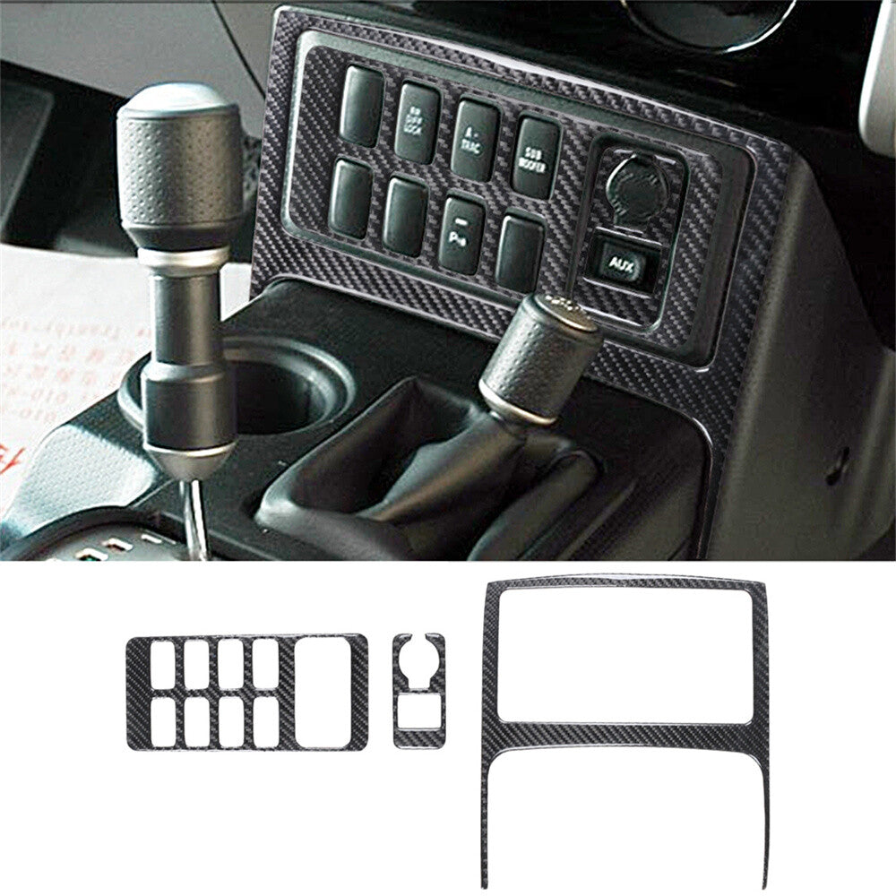 3¡ÁCarbon Fiber Central Control Button Set Trim Kit For Toyot@ FJ Cruiser 2007-21