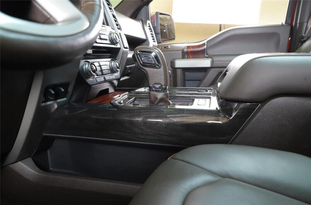 for Ford F-150 F150 15-20 Black Wood Grain Central Gear Shift Water Cup Panel A