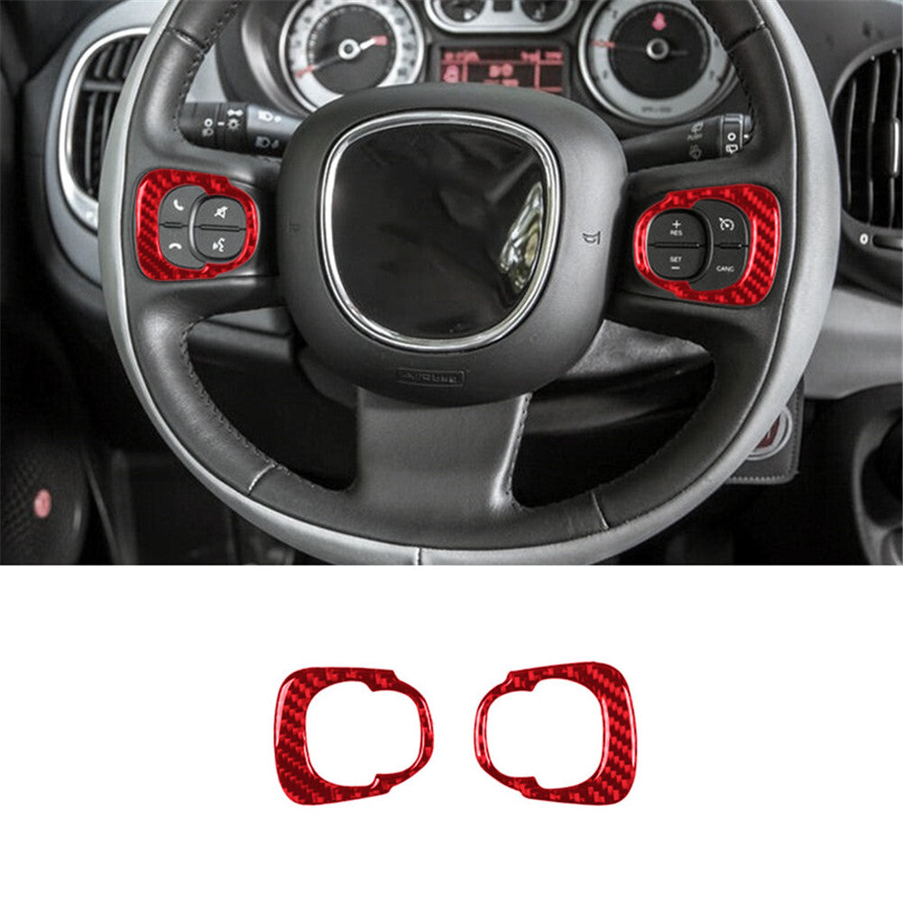 Red Carbon Fiber Steering Wheel Accent Interior Trim For 2014-2017 for Fiat 500L