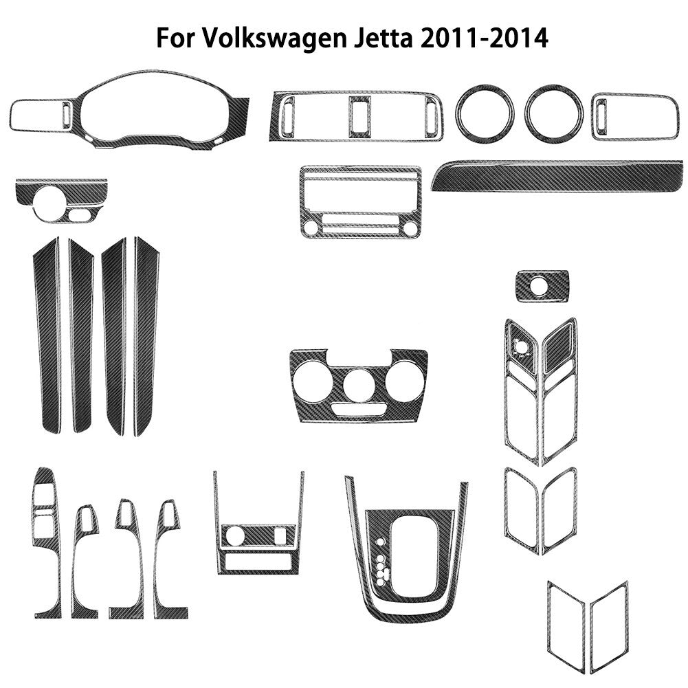 43Pcs Carbon Fiber Interior Kit Cover Trim for Volkswagen for Jetta Sedan 2011-2014