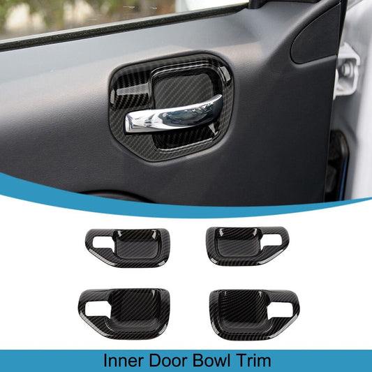 Carbon Fiber Inner Door Bowl Handle Shell Cover Trim for Jeep Compass 2010-2016