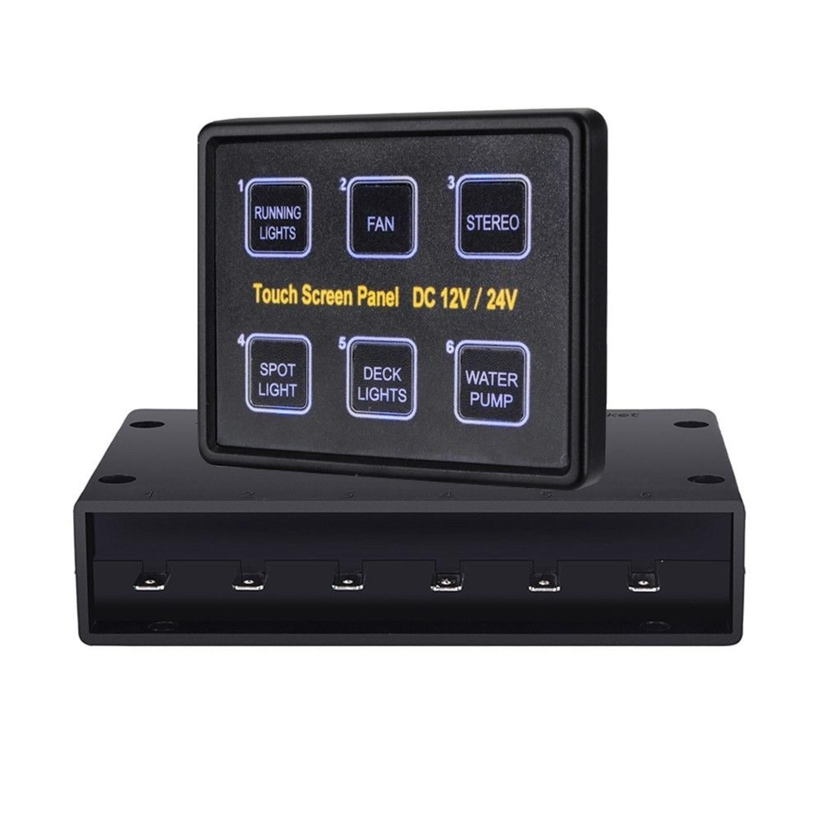 6 Gang LED Capacitive Switch Panel Touch Control Panel Box for Car Marine Boat E