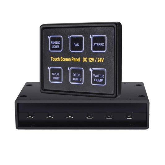 6 Gang LED Capacitive Switch Panel Touch Control Panel Box for Car Marine Boat E