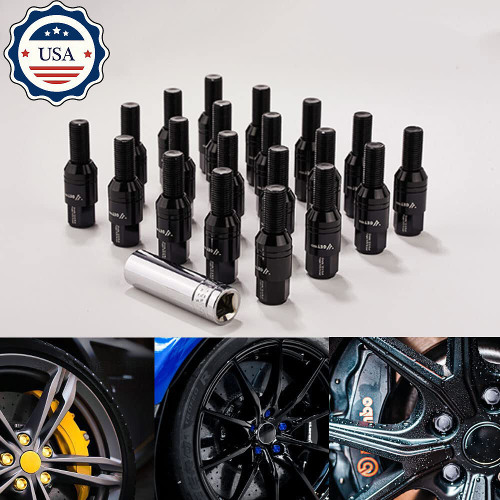M12x1.25 Wheel Lug Bolts 20pcs Cone for Seat Studs 28mm Shank for Jeep for Chrysler Blk