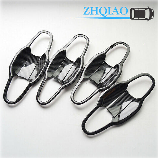Carbon Fiber Exterior Door Handle Bowl Cover Trim Fit for Toyota Highlander 15-19
