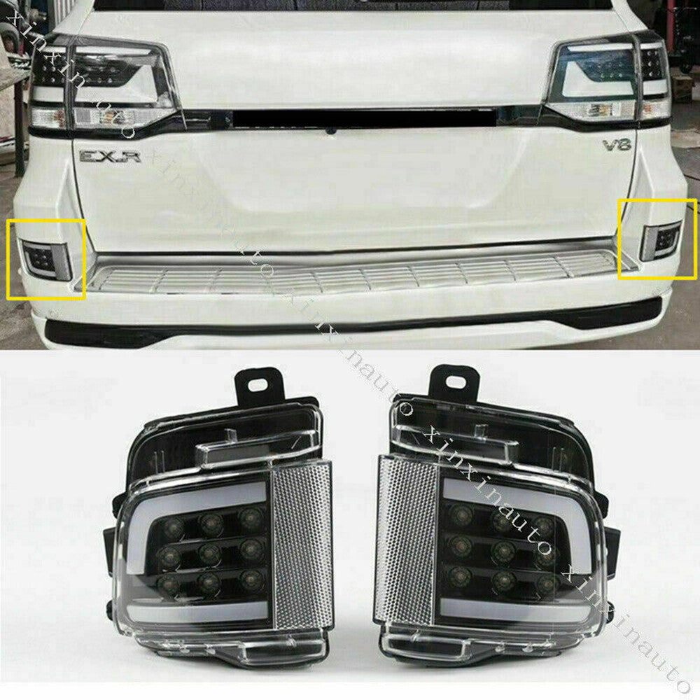 for Toyota for Land Cruiser 2016-2021 Black LED Rear Bumper Reflectors Tail Lights