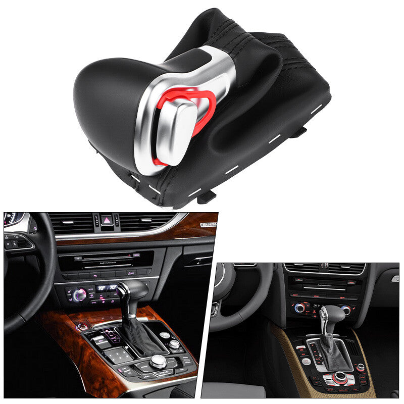 Gear Shift Knob Shifter Leather Gaiter Boot Cover for Audi A4 A5 A6 Q5 Q7 Black