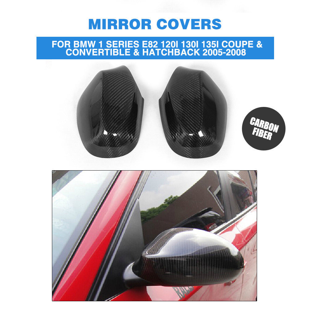 2xCarbon Fiber Side Door Mirror Cover Trim for BMW 1Series E82 E81 E87 E88 05-08