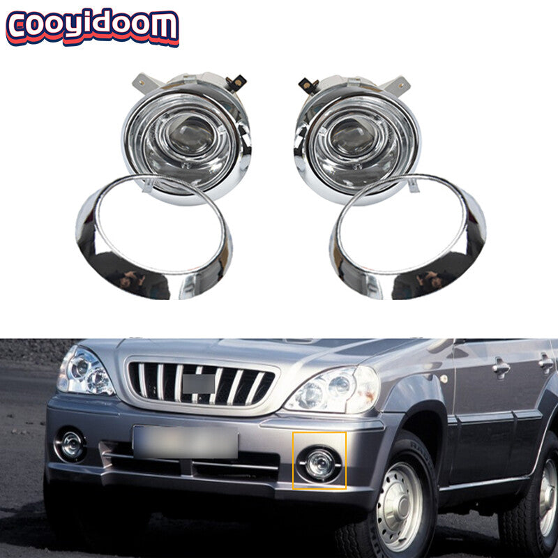 Front bumper fog lights + chrome cover kit for Hyundai Terracan 2.5 3.5 2001 - 2004