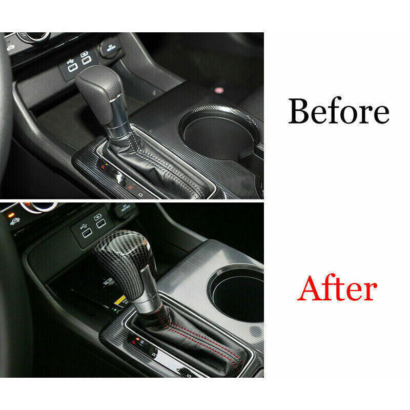 1X Carbon Fiber Inner Gear Shift Knob Head Trim Cap Cover for Honda for Civic 22-24