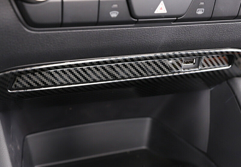 2P for Mazda 3 Axela 19-23 Stainless Carbon Fiber Middle Console USB Panel Trims