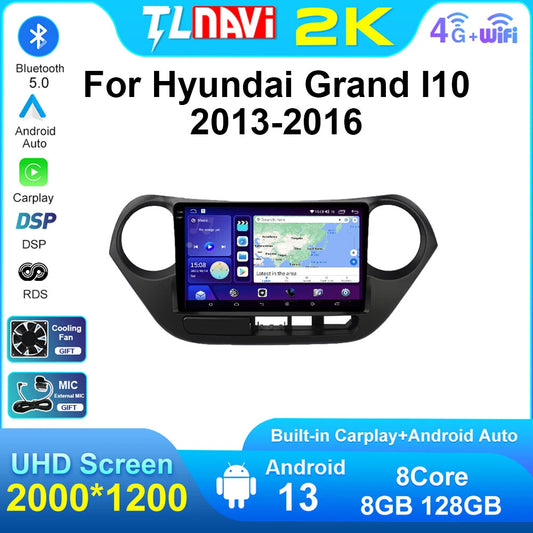 Android Auto CarPlay Car Radio for Hyundai Grand I10 2013-2016 GPS Player Screen