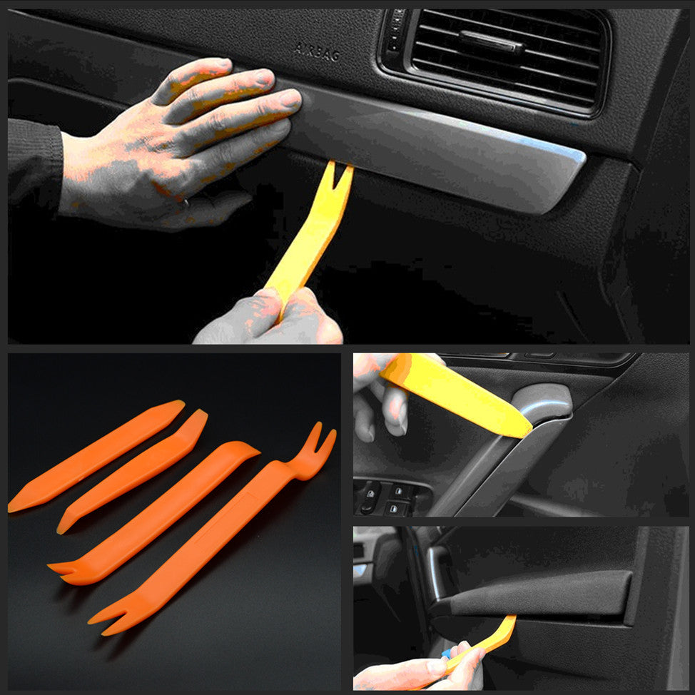 4x Car Door Trim Panel Clip Lights Radio Audio Removal Pry Open Tool Kit