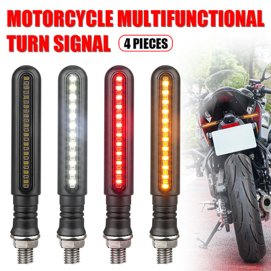 4x LED Motorcycle Sequential Flowing Turn Signals Indicator Light DRL Brake Lamp
