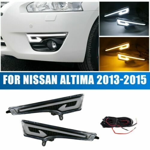 for Nissan Altima 13-15 Duble Colors LED DRL Daytime Running Lamp Fog Light AT