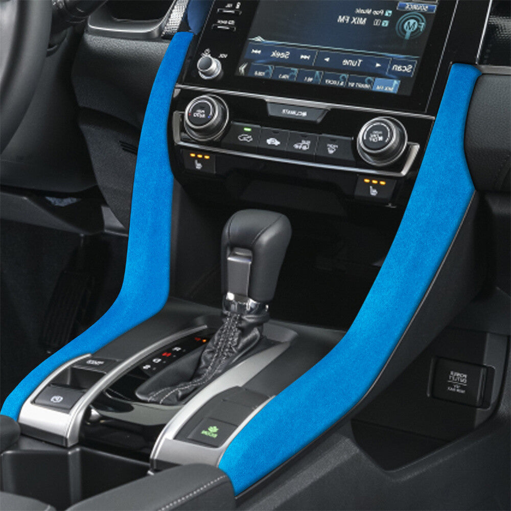 Suede Blue Central Control Gear Shift Side Panel Trim for Honda for Civic 10th 16-21