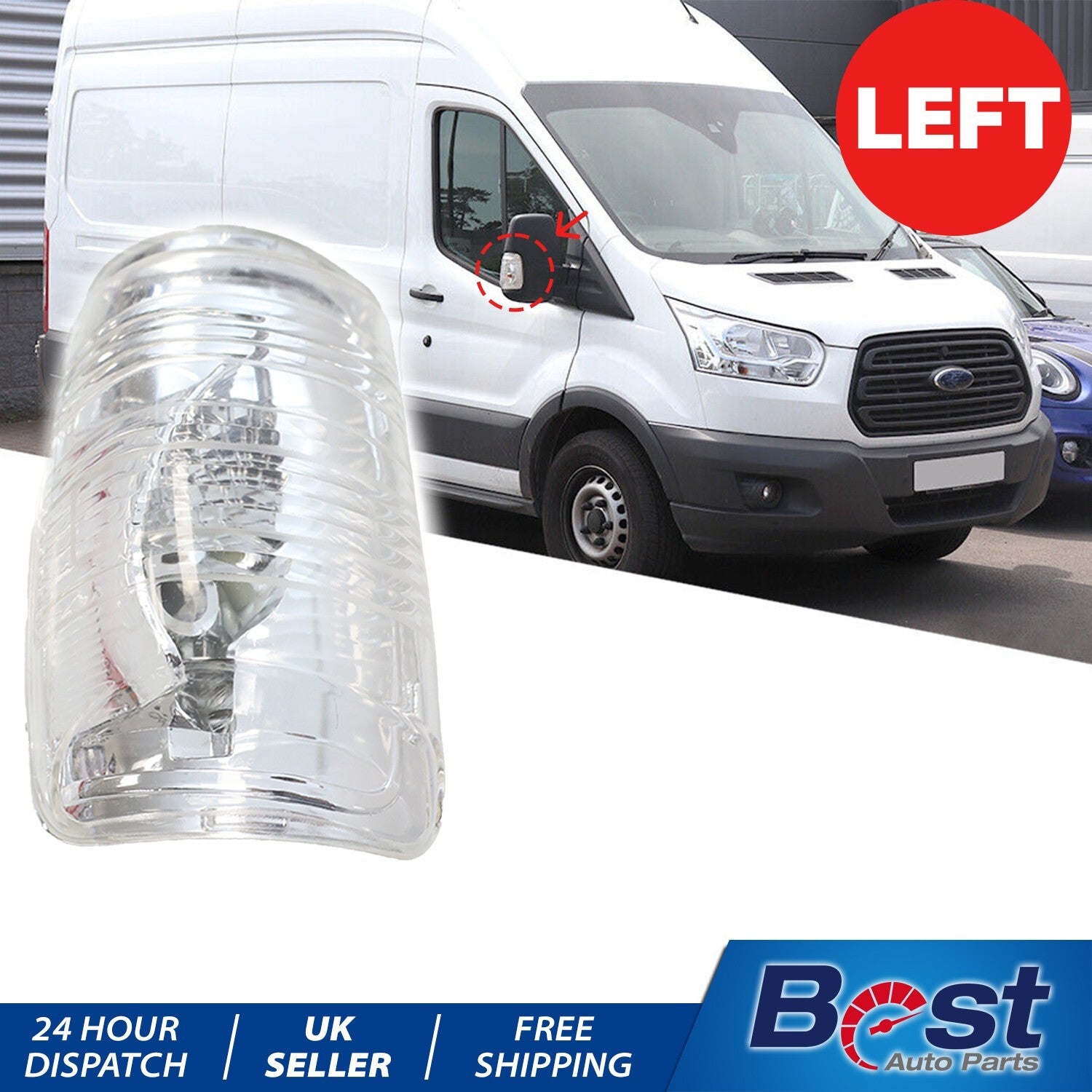 WING MIRROR INDICATOR LENS COVER CLEAR LEFT for FORD TRANSIT MK8 BK3113B382AB