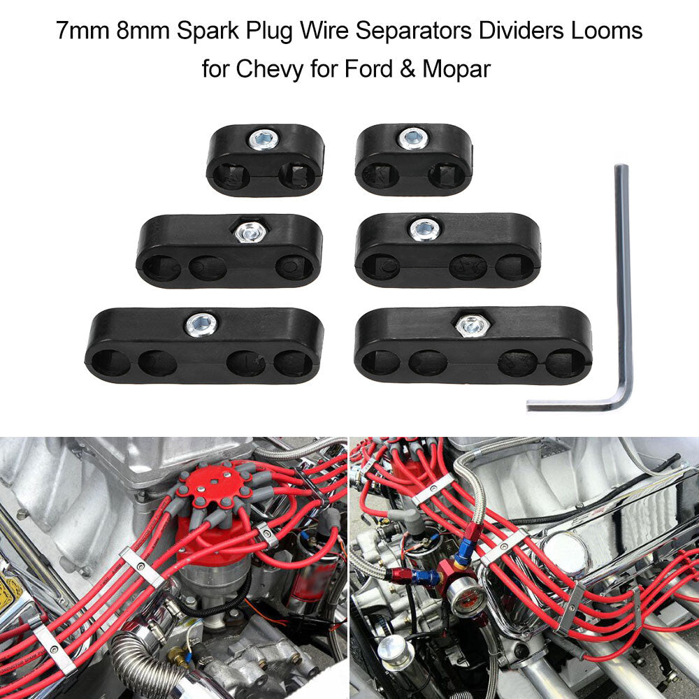 12-Piece Engine Spark Plug Wire Splitter Aluminum Separator Bracket Clamp Splitter