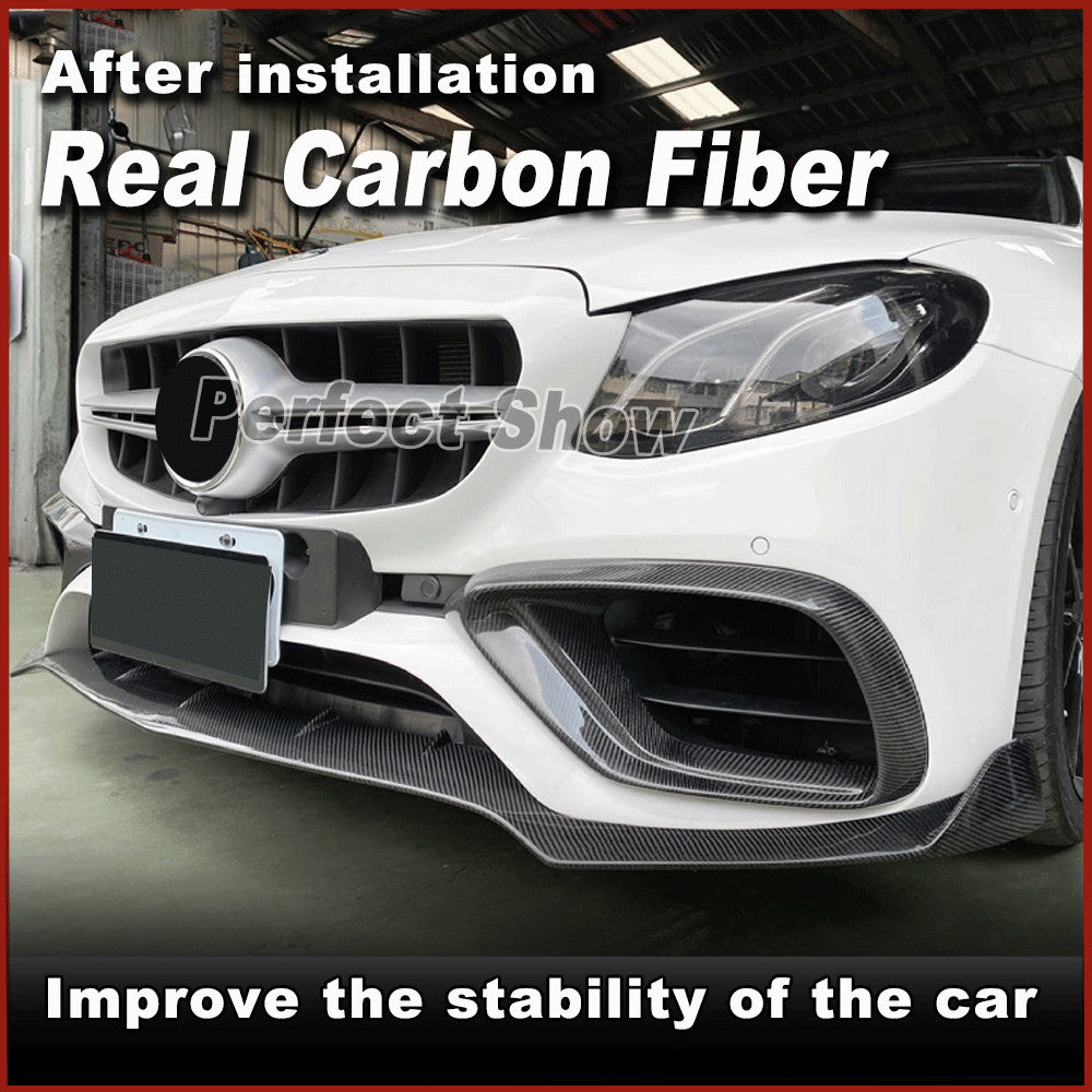for Mercedes-Benz W213 S213 E63 AMG 2016-20 REAL Carbon Front Bumper Lip Spoiler