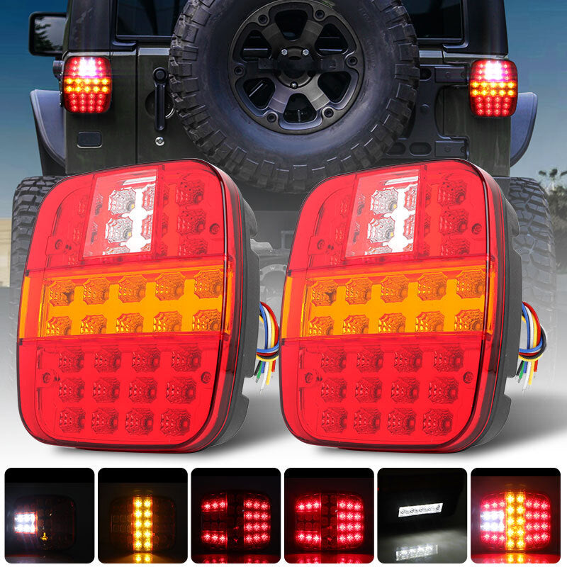 2pcs Truck Trailer LED Tail Lights Brake Reverse Stop Turn Signal for Jeep Semi
