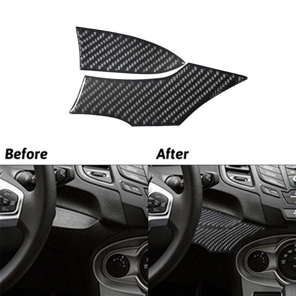 2Pcs Carbon Fiber Left Of Climate Control Cover Trim for Ford Fiesta 2011-2015
