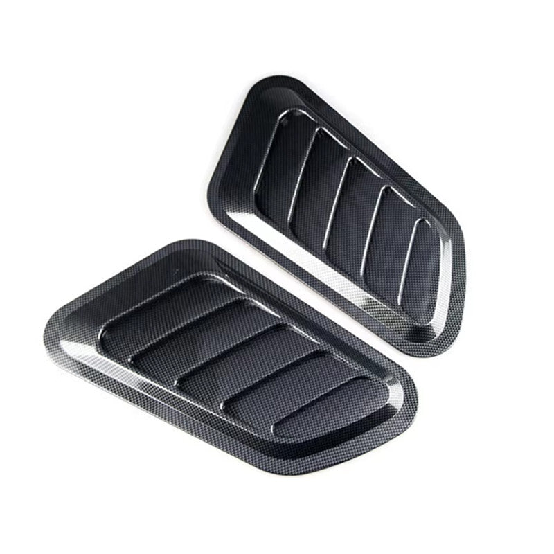 2PCS Carbon Fiber Car Air intake Scoop Bonnet Hood Vent Louver Cooling Panel Set