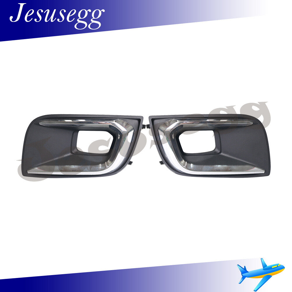 2x Front Left+Right Bumper Foglight Bezel Cover Chrome For 18-21 for Toyota Sequoia