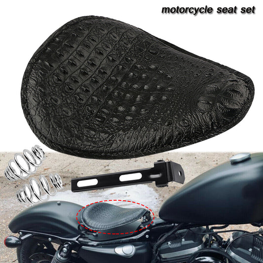Black Motorcycle Solo Driver for Seat Pad Front for Harley Chopper Bobber Custom