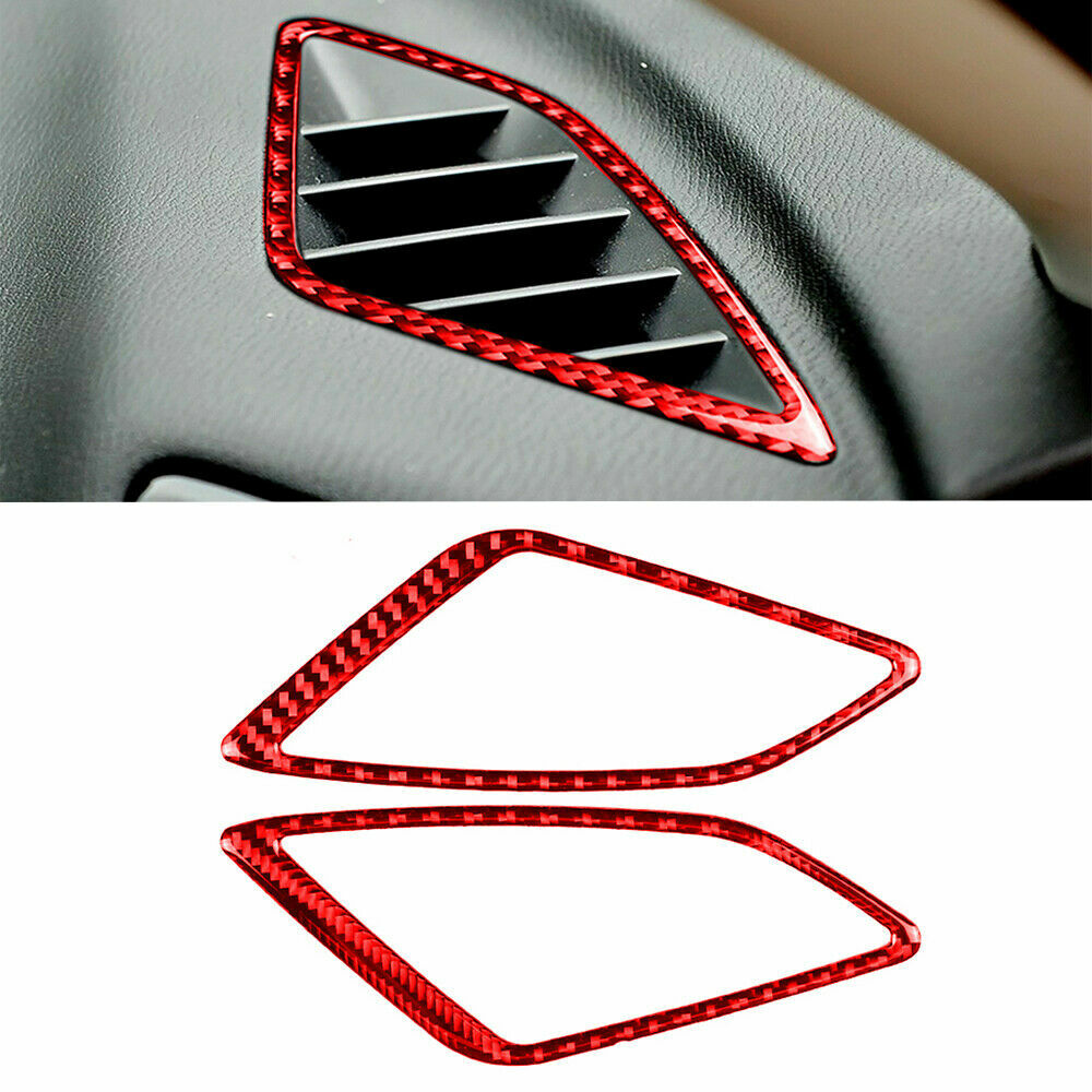 2PCS Red Carbon Fiber Air Vent Outlet Sticker Fit for Mazda 3 Axela 2017-2018