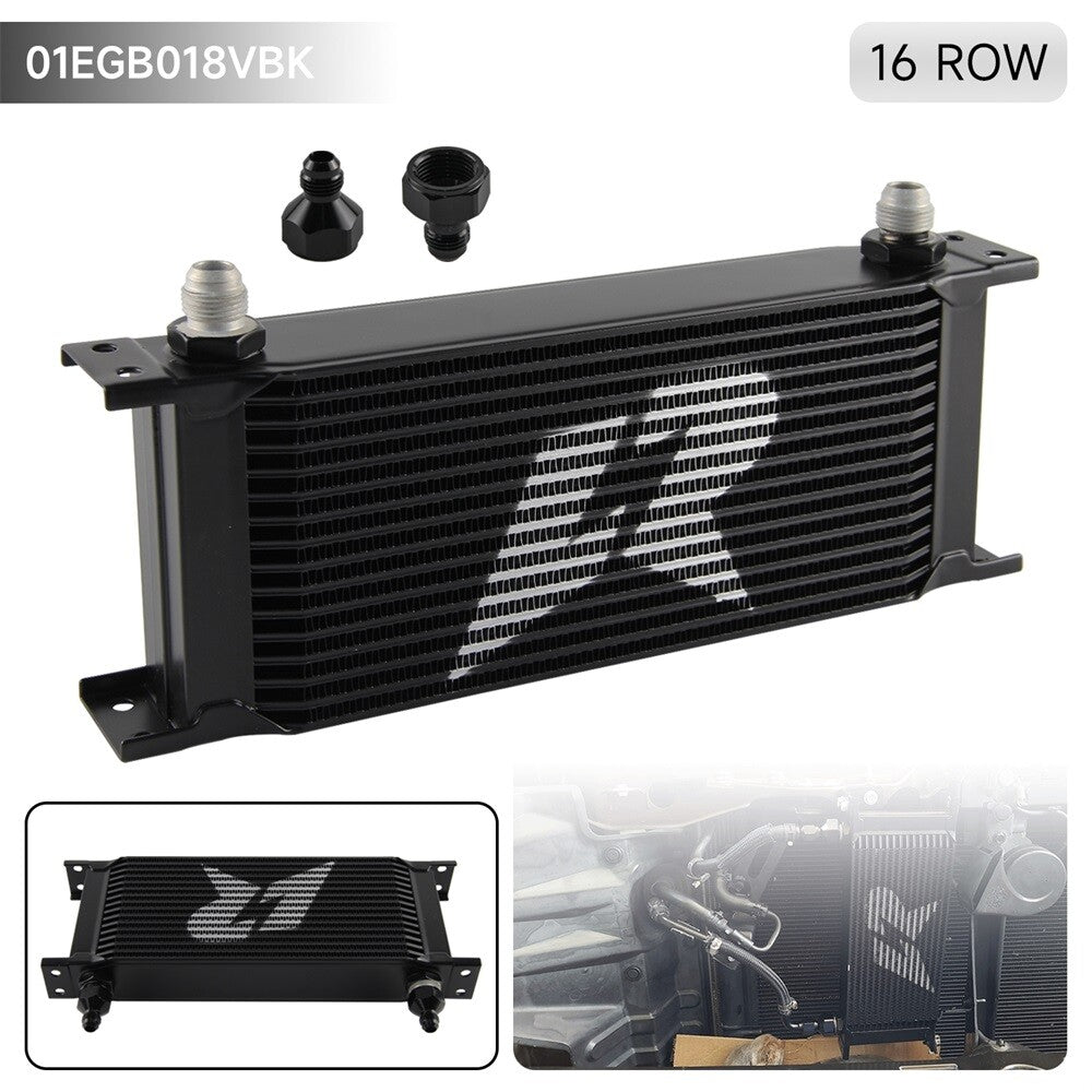 16Row AN8 Stacked Plate Oil Cooler 6AN Adapter Universal Aluminium Radiator