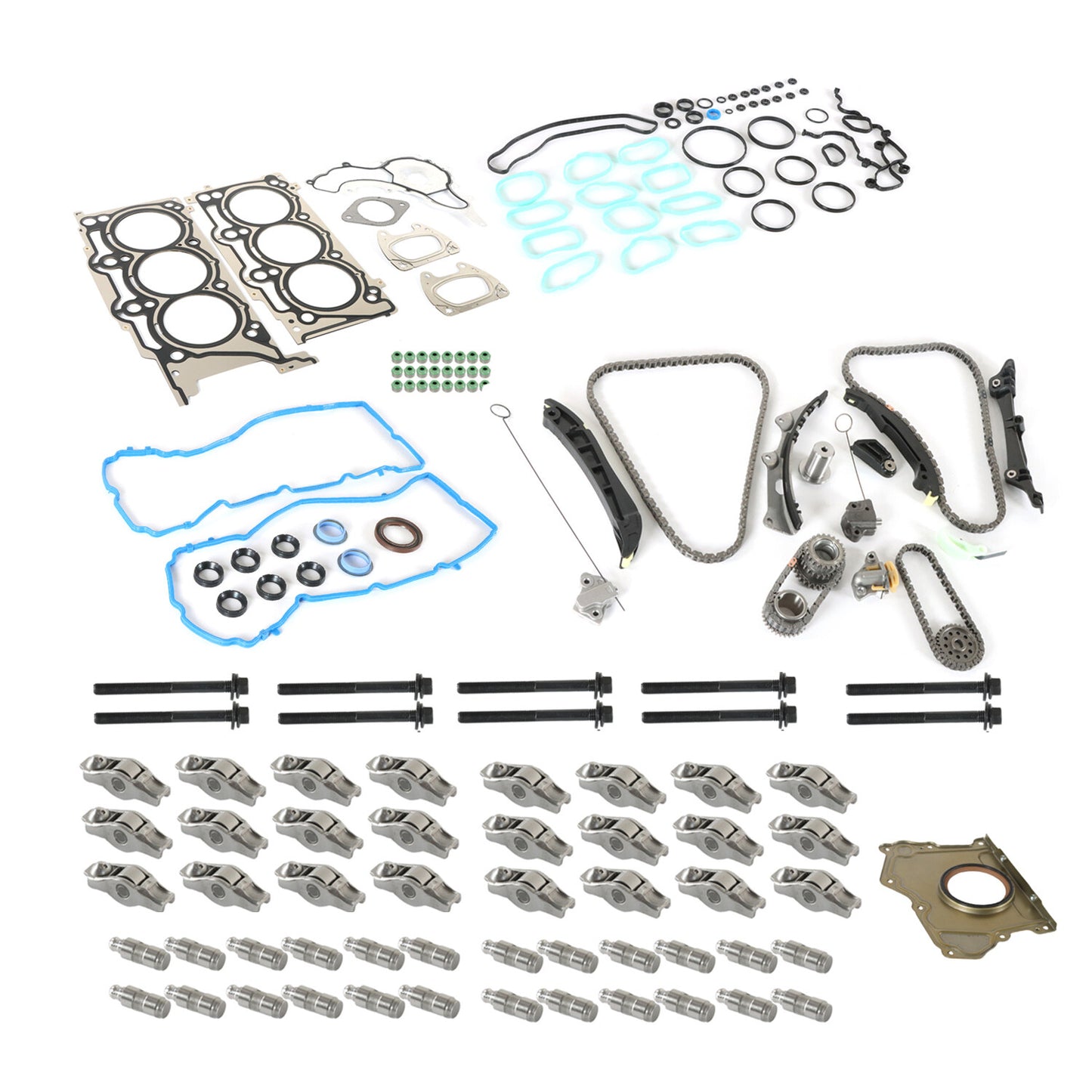 Head Gasket Rocker Lifters Timing Chain Kit For 2011-15 for Chrysler for Dodge for Jeep 3.6L