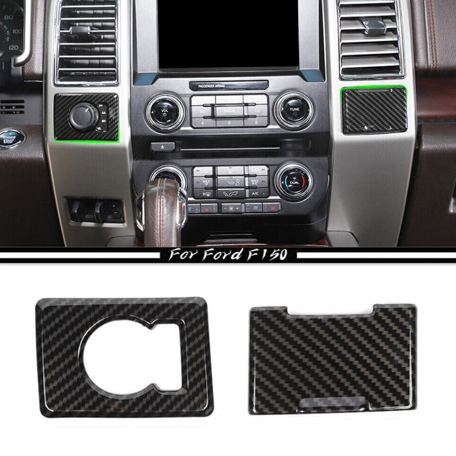 Car 4WD switch and power outlet cover trim for Ford F150 15-20 accessories carbon fiber