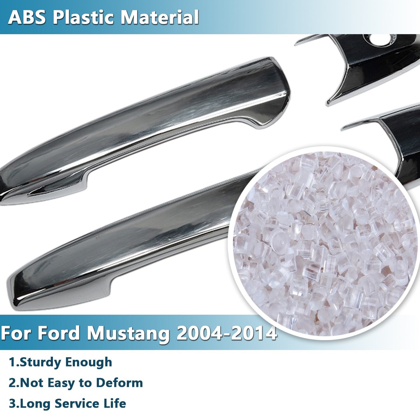 Door Handle Shell Decor Cover Trim for Ford for Mustang 2004-2014 Accessories Chrome