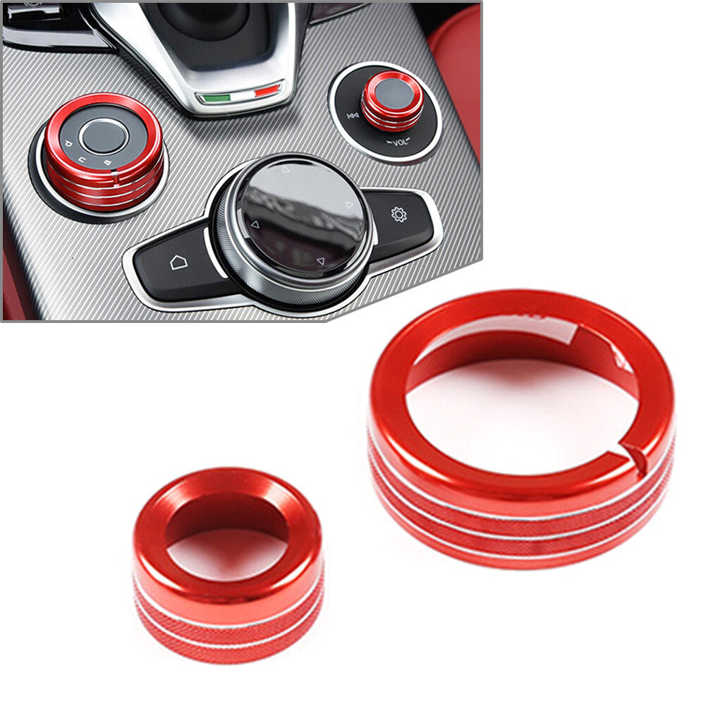 Zentraler Multimedia-Knopfring for Alfa Romeo Giulia for Stelvio 2020-2021 Rot