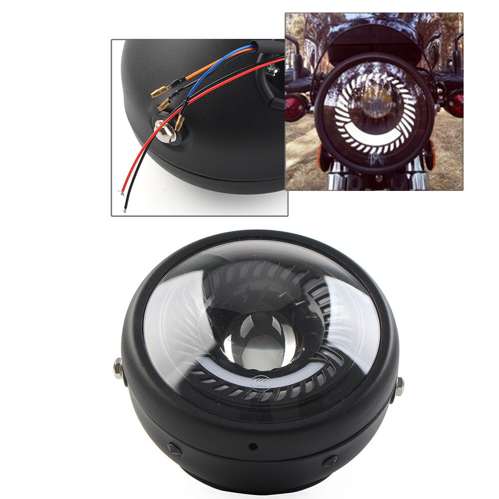 5-3/4 Switchback White LED Halo DRL Angel Eye Headlight Motorcycle