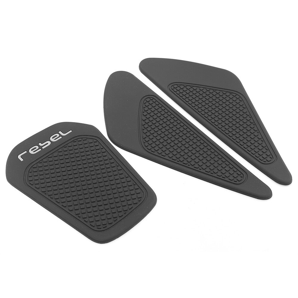 Fuel tank traction decals, side mats, and gas stickers suitable for Honda Rebel CMX300 and CMX500.