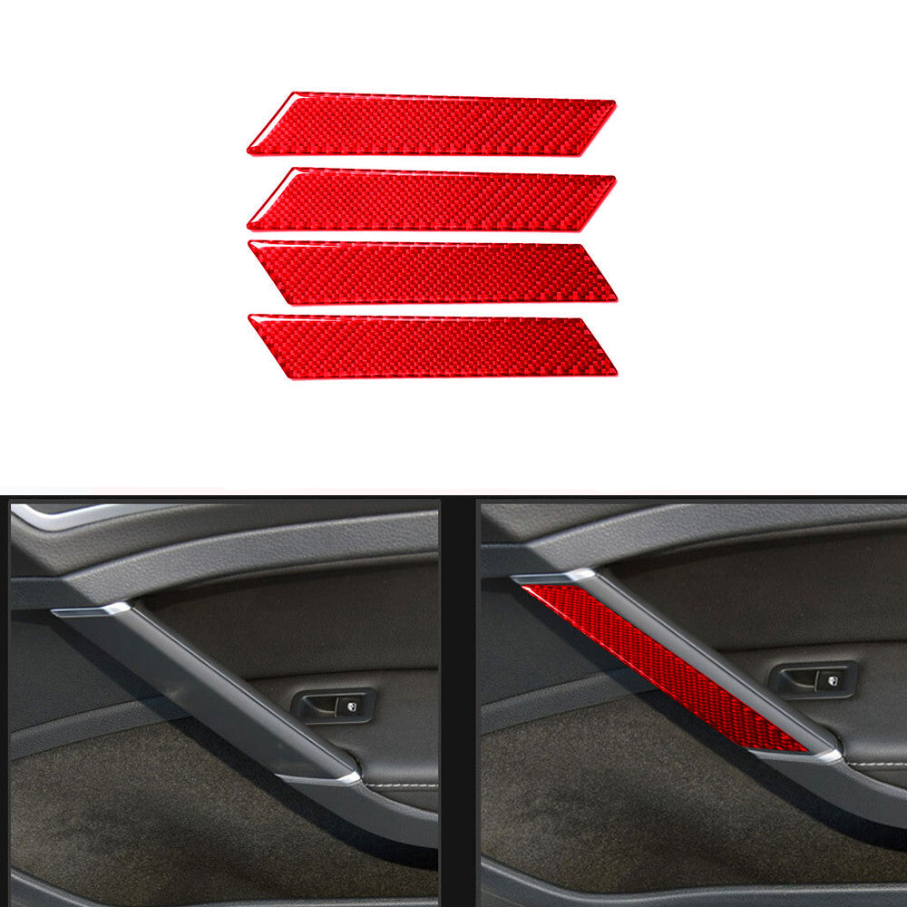 4Pcs Red Carbon Fiber Door Handles Decorative Trim Cover for VW for Golf 7 2013-2017