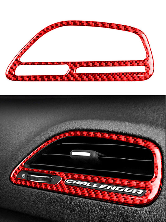 for Dodge for Challenger 2015-2020 Red Dashboard Right Vent Trim Cover Carbon Fiber
