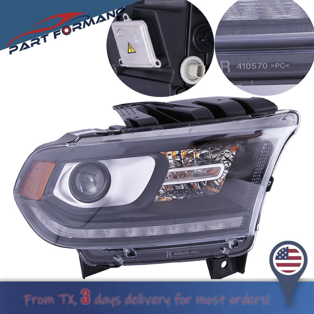 for Dodge Durango 2016 - 2020 Black HID Headlights, Right Passenger Side