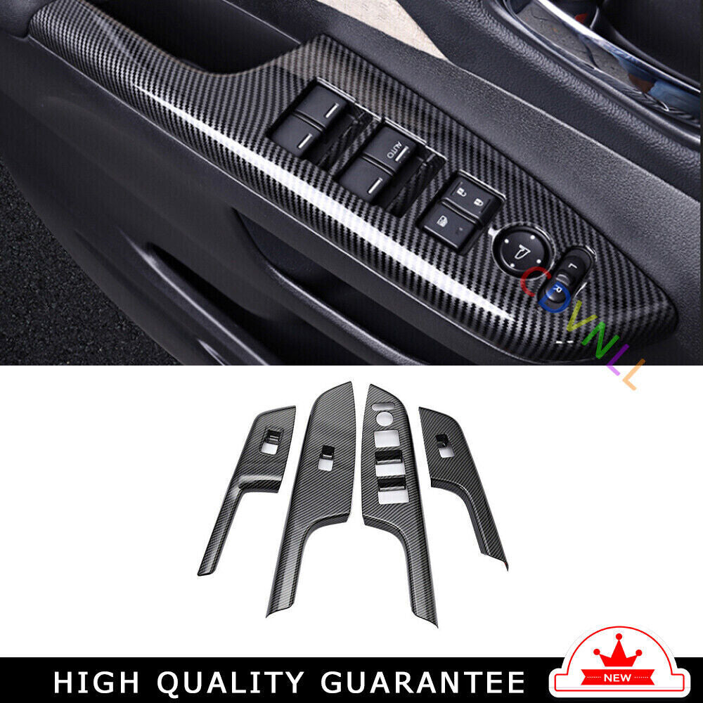 Glass Window Lifting Lock Panel Trim 4PCS for Honda CR-V 2012-2016 Carbon Fiber