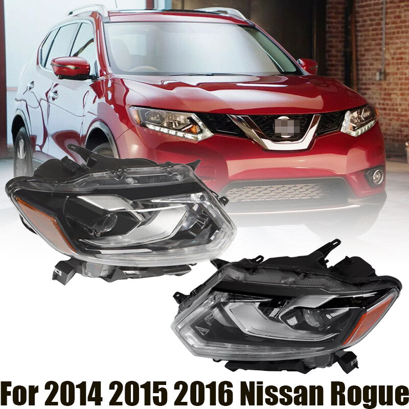 Right and left LED headlights with chrome alloy trim suitable for 2014, 2015, and 2016 for Nissan Rogue 26060-4BA5A.