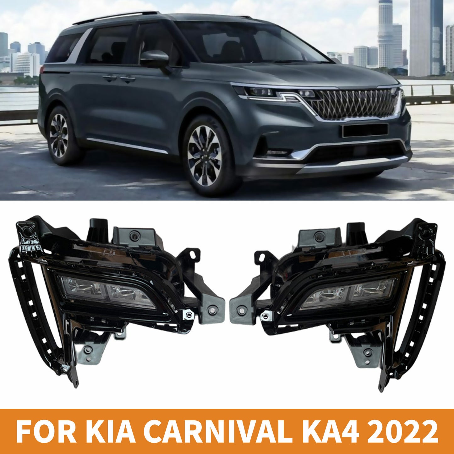 LED Front Pump Fog Light Kit with Daytime Running Lights for 2022 for Kia Fiesta - One Pair