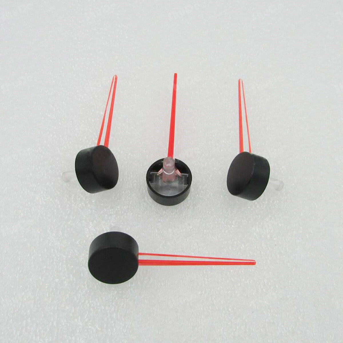 Car and motorcycle speedometer gauge cluster needles, red pointers, black rims (5 pieces)