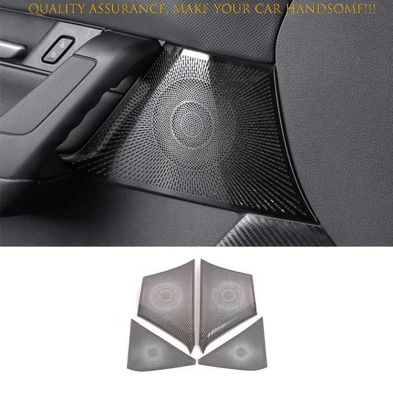 4P for Mazda CX-50 23-25 Black Steel Inner Door Handle Speaker Cover Trim Decor