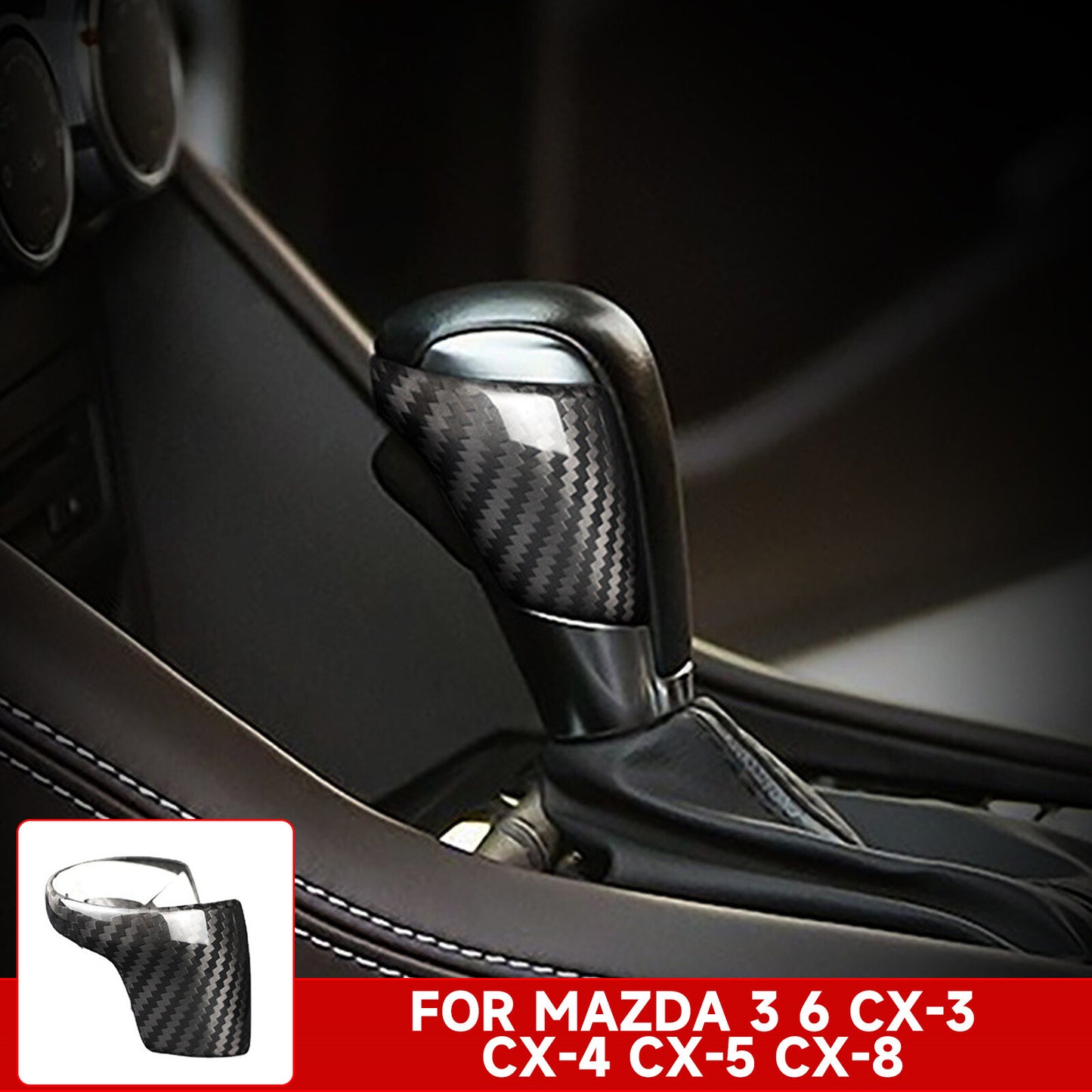for Mazda 3 6 CX-3 CX-4 CX-8 CX-5 Real Carbon Fiber Gear Shift Knob Cover Trim
