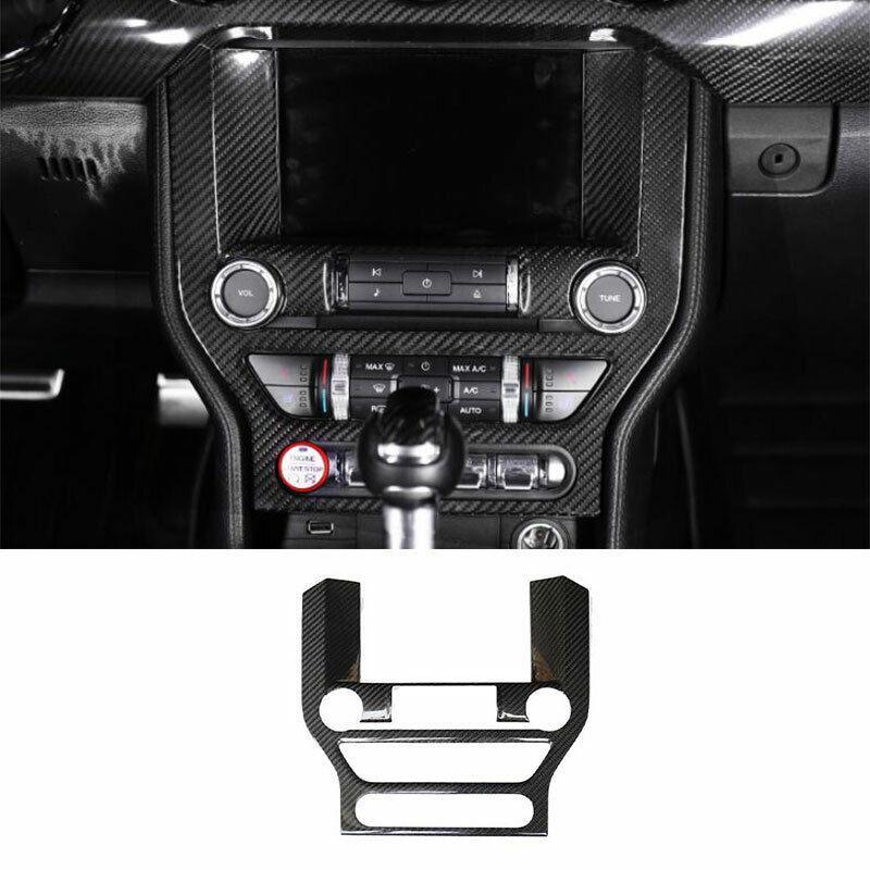 for Ford for Mustang 2015-22 Dry Carbon Fiber Central Console Navigation Frame Trim