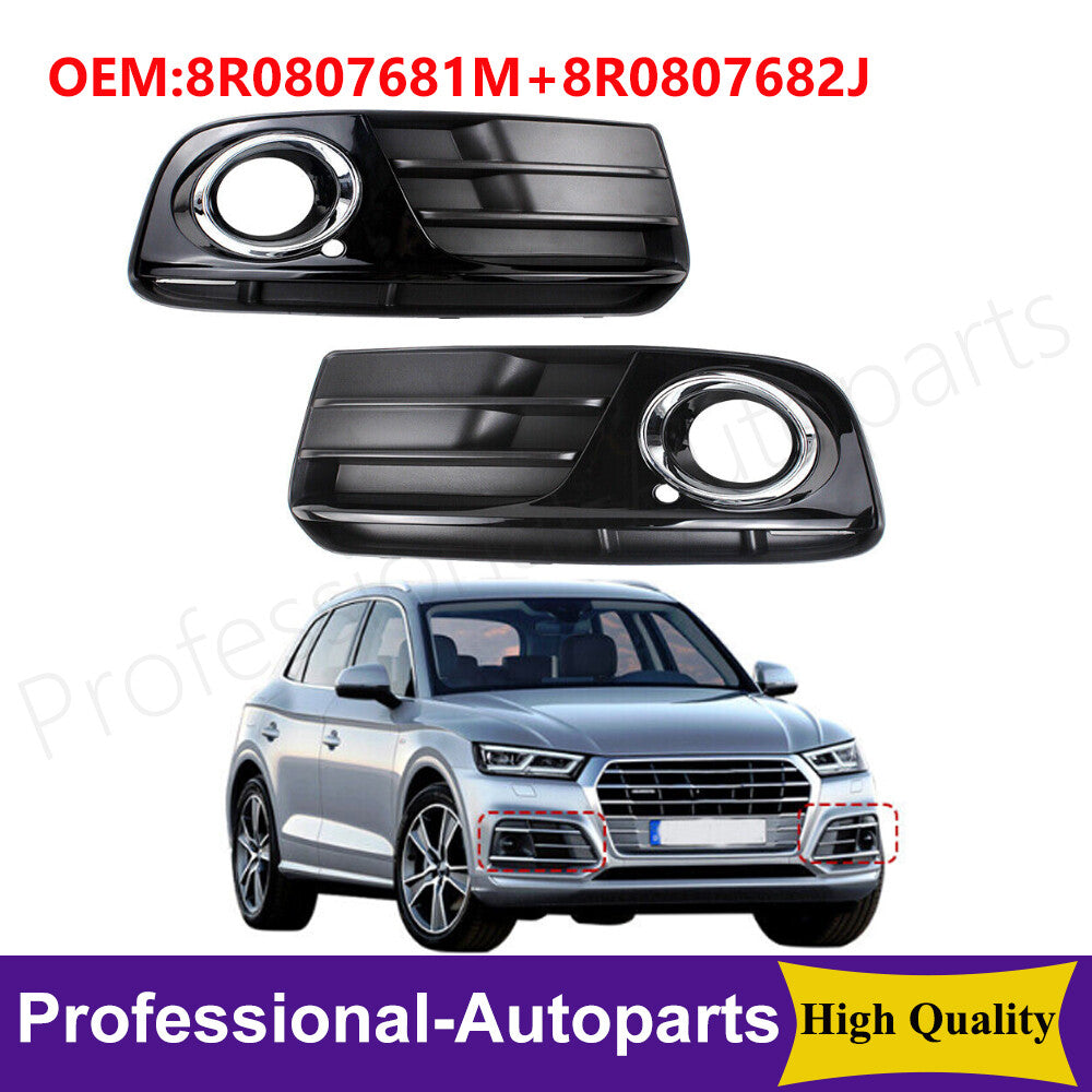 One pair of front left + right anti-collision fog light cover grilles for Audi Q5 13-2017
